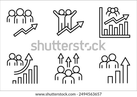 population growth icon set, increase social development, global demography, vector illustration on white background