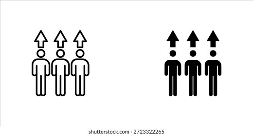 Population growth icon set. Simple outline style. Increase social development, economic evolution, global demography graph concept. Thin line symbol. Vector illustration isolated.