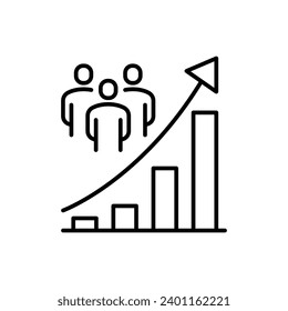 Population growth icon. Simple outline style. Increase social development, economic evolution, global demography graph concept. Thin line symbol. Vector illustration isolated.