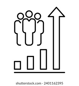 Population growth icon. Simple outline style. Increase social development, economic evolution, global demography graph concept. Thin line symbol. Vector illustration isolated.