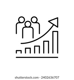 Population growth icon. Simple outline style. Increase social development, economic evolution, global demography graph concept. Thin line symbol. Vector illustration isolated.