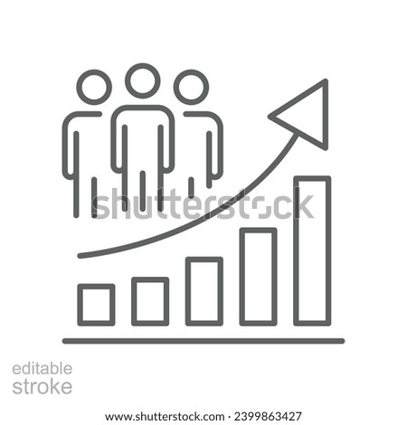 Population growth icon. Simple outline style. Increase social development, economic evolution, global demography graph concept. Thin line symbol. Vector illustration isolated. Editable stroke.