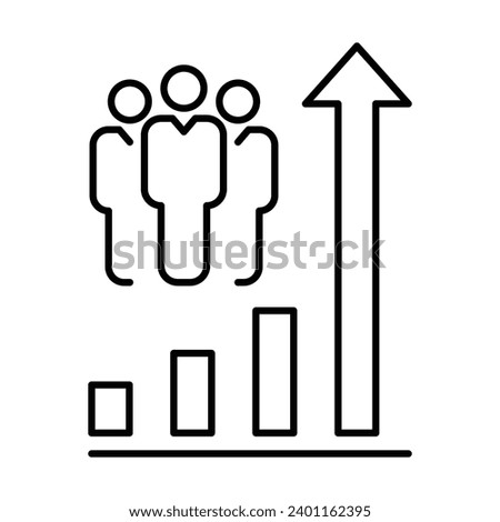 Population growth icon. Simple outline style. Increase social development, economic evolution, global demography graph concept. Thin line symbol. Vector illustration isolated.