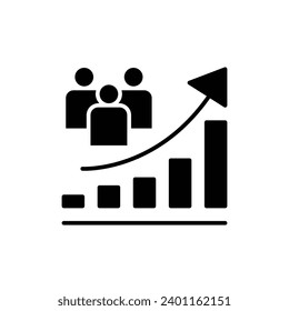Population growth icon. Simple solid style. Increase social development, economic evolution, global demography graph concept. Black silhouette, glyph symbol. Vector illustration isolated.