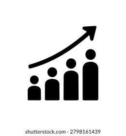 Population Growth Icon vector icon isolated silhouette illustration suitable for branding, signage, education, presentation and creative design projects.