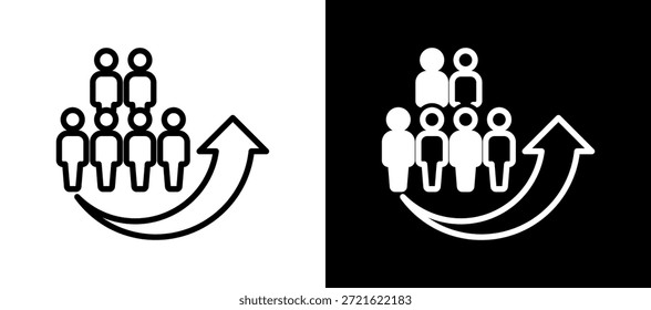 Icono de crecimiento de la población Ilustración vectorial whiteblack