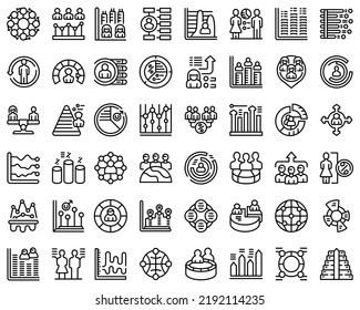 Population growth icons set outline vector. Population ability. Area density