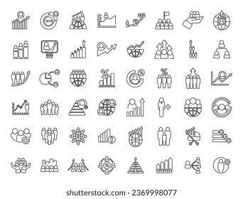 Population growth icons set outline vector. Population ability. Census area