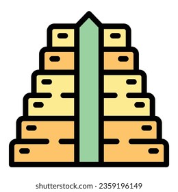 Population growth infographic icon outline vector. Human team. Social data color flat