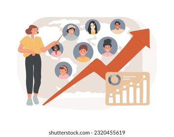 Population growth isolated concept vector illustration. Census service, world population explosion, human quantity growth, natural increase rate, overpopulation, demographics vector concept.