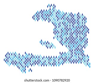 Population Haiti map. Demography vector pattern of Haiti map combined of crowd items. Abstract social scheme of national community cartography. Demographic map in blue color shades.