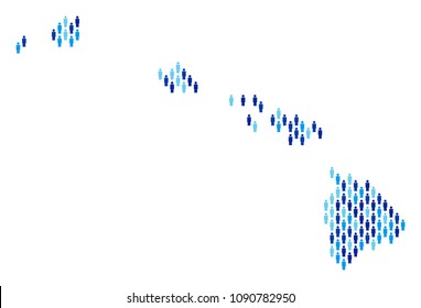 Population Havaii Islands map. Demography vector pattern of Havaii Islands map created of crowd items. Abstract social scheme of national public cartography. Demographic map in blue color tinges.
