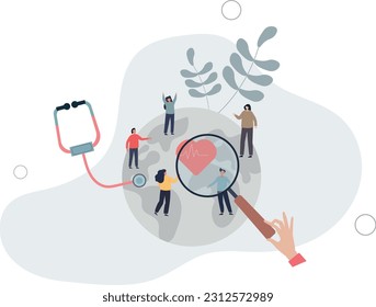 Population health management and global community care.Healthy society program with regular screening and monitoring.flat vector illustration.