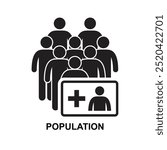 Population icon. The black population symbol isolated on background vector illustration.