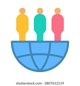 Population Icon - Flat Color Icons For Sociology and Education