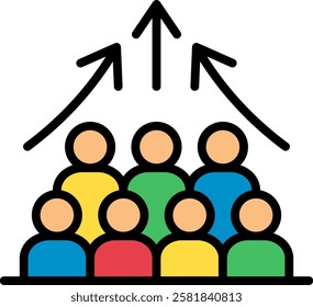 Population Icon Lineal Color Vector Illustration