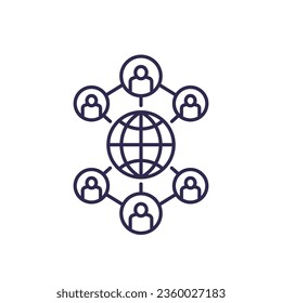 population icon with people, line vector