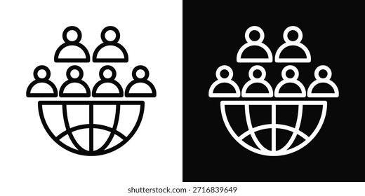 Ícone De População Branco E Preto Estilo De Plano De Fundo