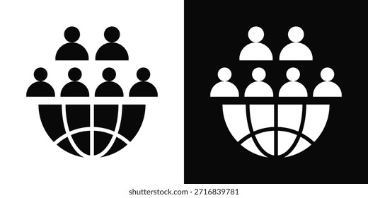 Ícone De População Branco E Preto Estilo De Plano De Fundo