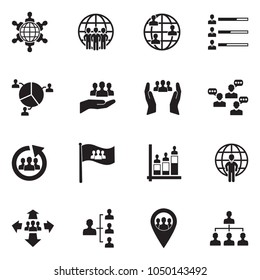 Population Icons. Black Flat Design. Vector Illustration. 