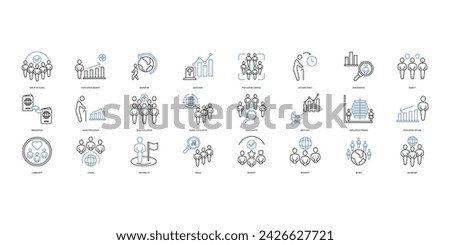 Population icons set. Set of editable stroke icons.Vector set of Population