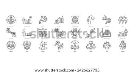 Population icons set. Set of editable stroke icons.Vector set of Population