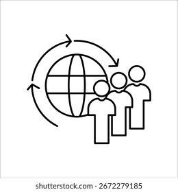 Iconos de población. Vector de línea simple