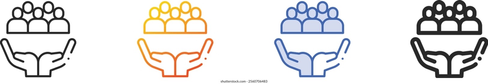 population icon.Thin Linear, Gradient, Blue Stroke and bold Style Design Isolated On White Background