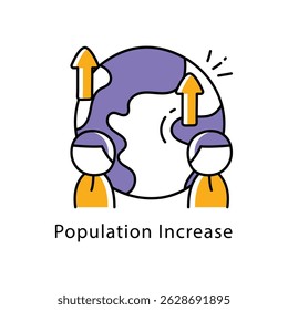 Ícone de Estilo de Estrutura de Tópicos Preenchida do vetor de Aumento de População. Arquivo Eps 10
