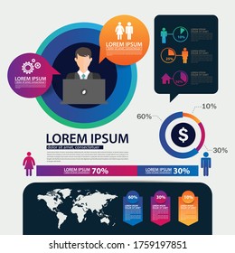 Population infographic illustration with world map icon