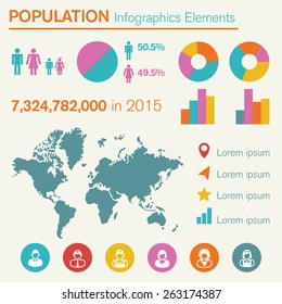 population infographics elements, vector symbols
