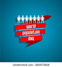 diseño de vectores de día internacional poblacional, dibujo de varios iconos de personas y cintas rojas alrededor de la tierra, 11 de julio