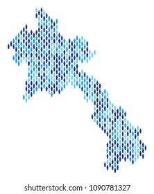 Population Laos map. Demography vector mosaic of Laos map made of person elements. Abstract social representation of nation public cartography. Demographic map in blue color tones.