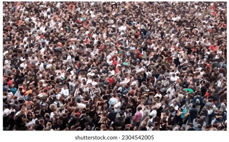population large group.painting  cartoon idea and concept think creativity modern  design vector.