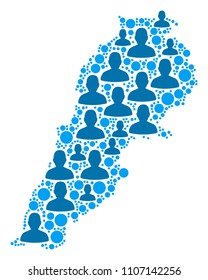 Population Lebanon map. Demography vector abstraction of Lebanon map combined of scattered men elements and small items. Abstract social plan of national public cartography.