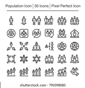 Population Line Icon,editable Stroke,pixel Perfect Icon
