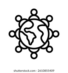 Population Line Vector Illustration On White Background.