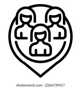 vector de contorno de icono de ubicación de población. Aumento del gráfico. Cliente de equipo