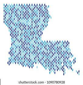 Population Louisiana State map. Demography vector pattern of Louisiana State map designed of people items. Abstract social plan of nation community cartography. Demographic map in blue color tinges.