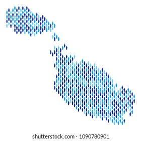 Population Malta Island map. Demography vector mosaic of Malta Island map constructed of people items. Abstract social scheme of national public cartography. Demographic map in blue color variations.