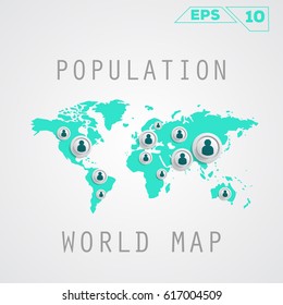 Population map. Vector template for presentation. Flat Design(for Logos, Flyers, Covers, Posters, Banner)