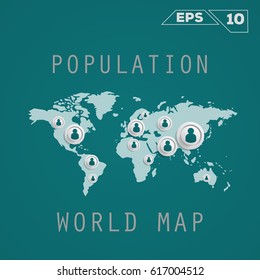 Population map. Vector template for presentation. Flat Design(for Logos, Flyers, Covers, Posters, Banner)