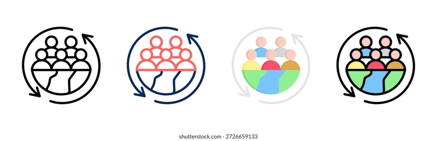 Population Mix icon set multiple style collection