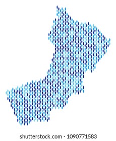 Population Oman map. Demography vector concept of Oman map created of crowd elements. Abstract social plan of nation public cartography. Demographic map in blue color tints.