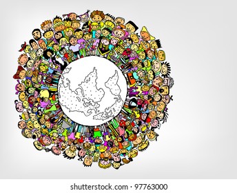 Population of Our World in Colour (vector eps10)