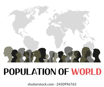 Population of people according to different cultures. Profiles of men and women. Sociology. EPS 10.