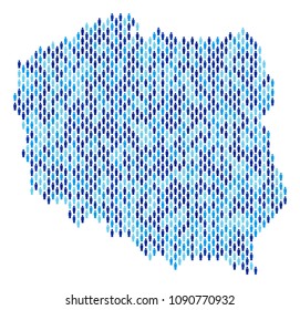 Population Poland map. Demography vector pattern of Poland map combined of person elements. Abstract social representation of nation mass cartography. Demographic map in blue color shades.