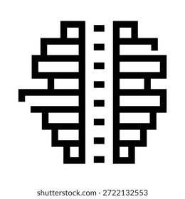 Icono de la pirámide de población que divide visualmente los datos por grupos y edades, ilustrando la distribución demográfica, la estructura de la población y el análisis estadístico de los recursos humanos y las perspectivas sociales