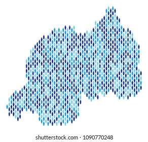 Population Rwanda map. Demography vector mosaic of Rwanda map made of human elements. Abstract social plan of national group cartography. Demographic map in blue color hues.