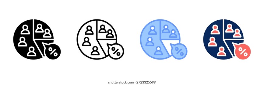Population Share icon set multiple style collection